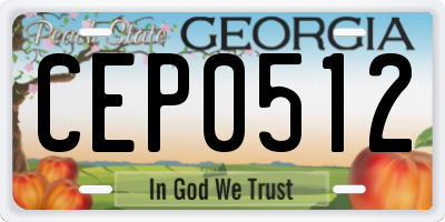 GA license plate CEP0512