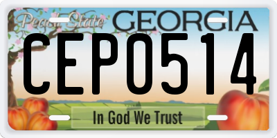 GA license plate CEP0514