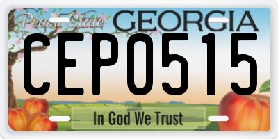 GA license plate CEP0515
