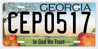 GA license plate CEP0517