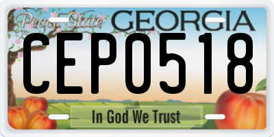 GA license plate CEP0518