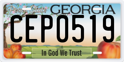 GA license plate CEP0519