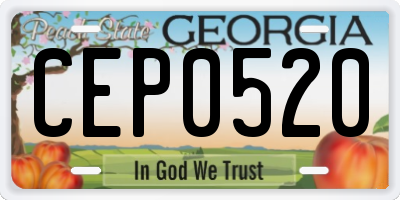 GA license plate CEP0520