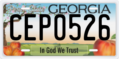 GA license plate CEP0526
