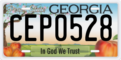 GA license plate CEP0528