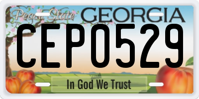 GA license plate CEP0529