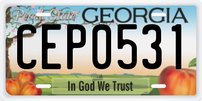 GA license plate CEP0531