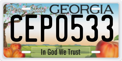 GA license plate CEP0533