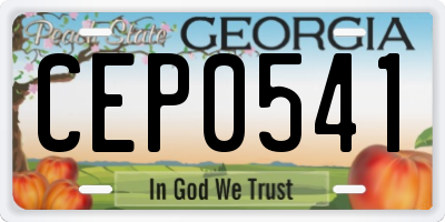 GA license plate CEP0541