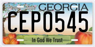 GA license plate CEP0545