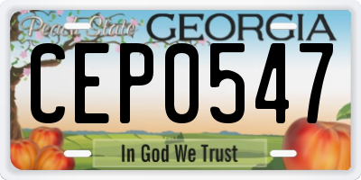 GA license plate CEP0547