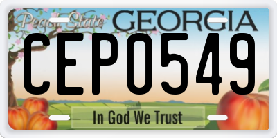 GA license plate CEP0549