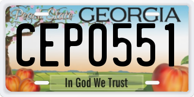 GA license plate CEP0551