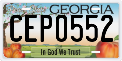 GA license plate CEP0552