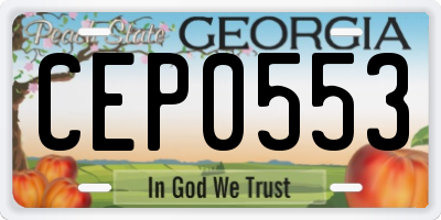 GA license plate CEP0553