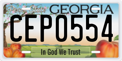 GA license plate CEP0554