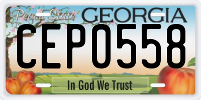 GA license plate CEP0558