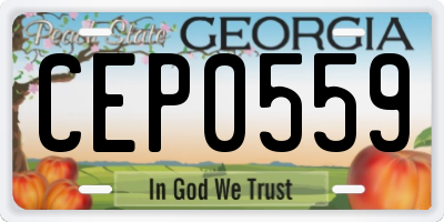 GA license plate CEP0559