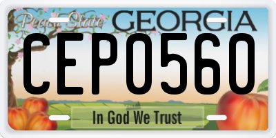GA license plate CEP0560