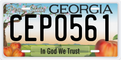 GA license plate CEP0561