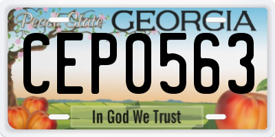 GA license plate CEP0563