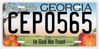 GA license plate CEP0565