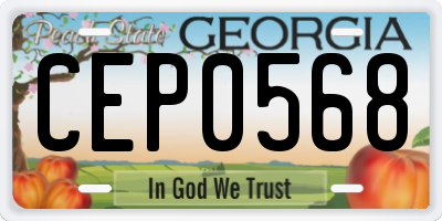 GA license plate CEP0568