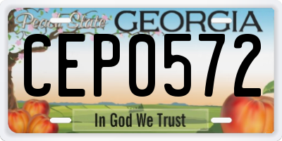 GA license plate CEP0572