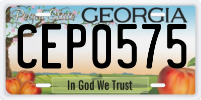 GA license plate CEP0575