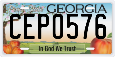 GA license plate CEP0576