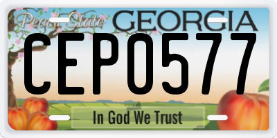 GA license plate CEP0577