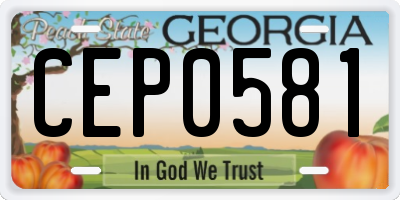 GA license plate CEP0581