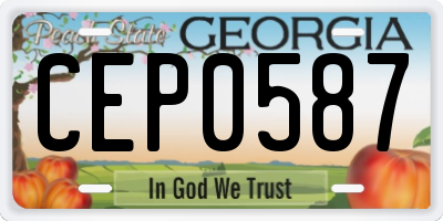 GA license plate CEP0587