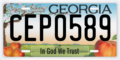 GA license plate CEP0589