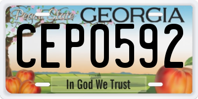 GA license plate CEP0592