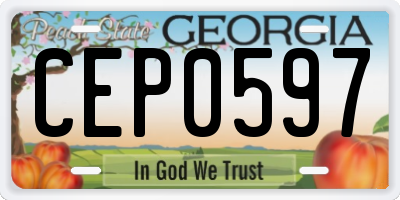 GA license plate CEP0597