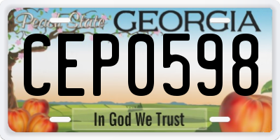 GA license plate CEP0598