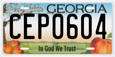 GA license plate CEP0604