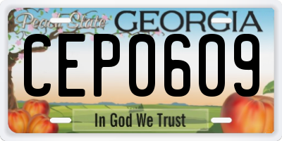 GA license plate CEP0609