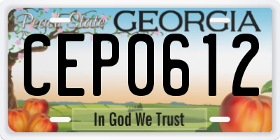 GA license plate CEP0612