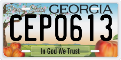 GA license plate CEP0613