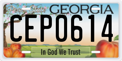 GA license plate CEP0614