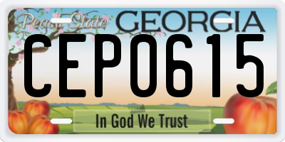 GA license plate CEP0615