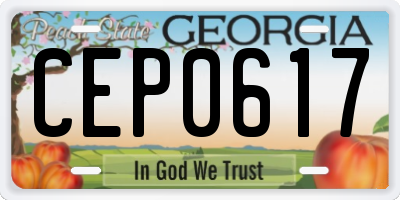 GA license plate CEP0617