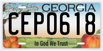 GA license plate CEP0618
