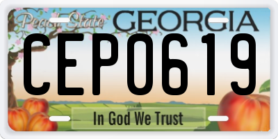 GA license plate CEP0619