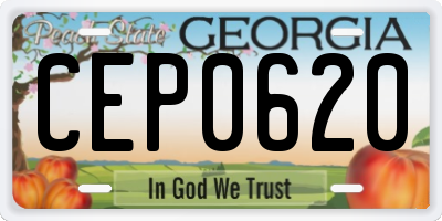 GA license plate CEP0620
