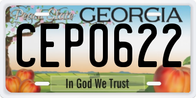 GA license plate CEP0622