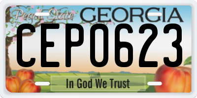 GA license plate CEP0623