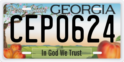 GA license plate CEP0624